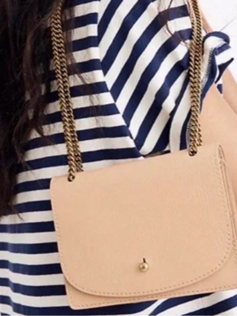 Madewell Light Pink The Chain Crossbody Shoulder Bag Gold Hardware Leather Mini